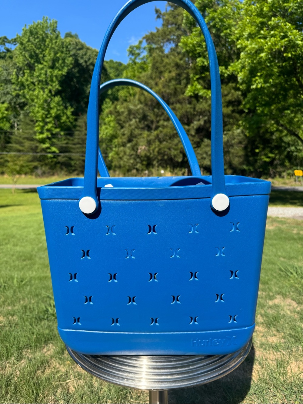 Hurley Blue Perforated Tote with Crossed Straps - Picture 2 of 3